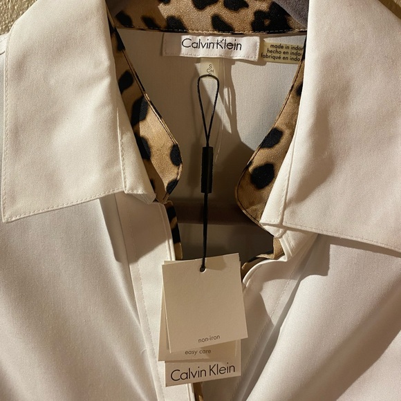 NWT Calvin Klein no iron leopard trim blousee - Picture 6 of 6